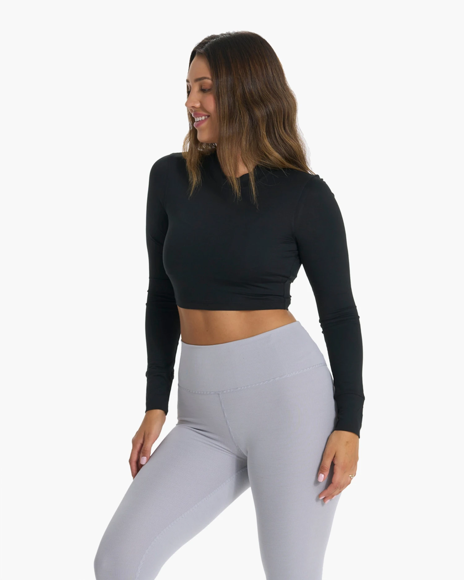 Long-Sleeve Lux Crop Tee | Black - Image 6