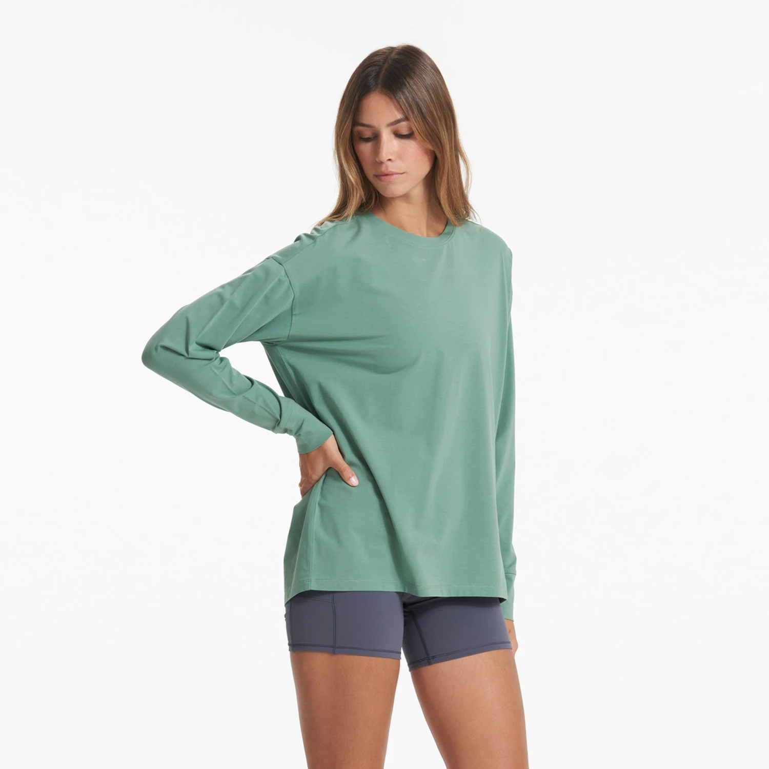 Long-Sleeve Feather Tee | Celadon - Image 3