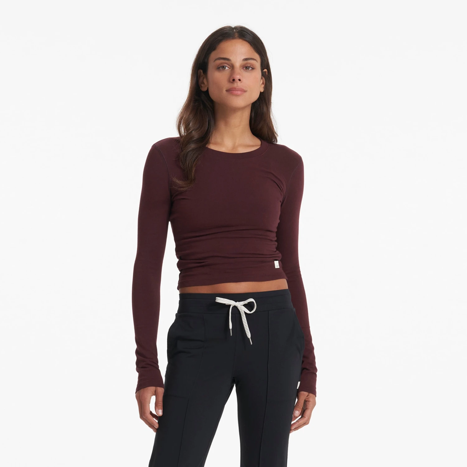 Long-Sleeve Coast Crop Crew | Ruby - Image 2