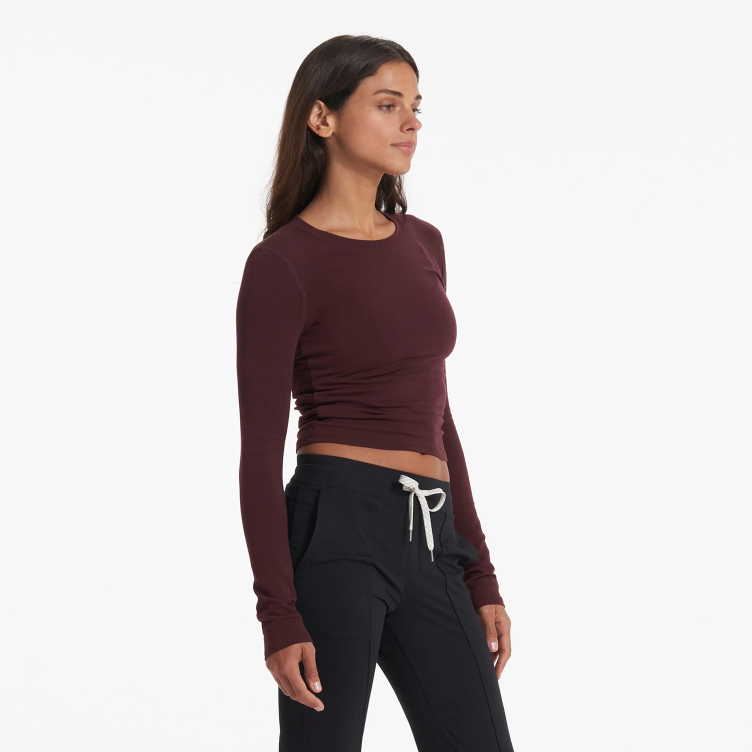Long-Sleeve Coast Crop Crew | Ruby - Image 3
