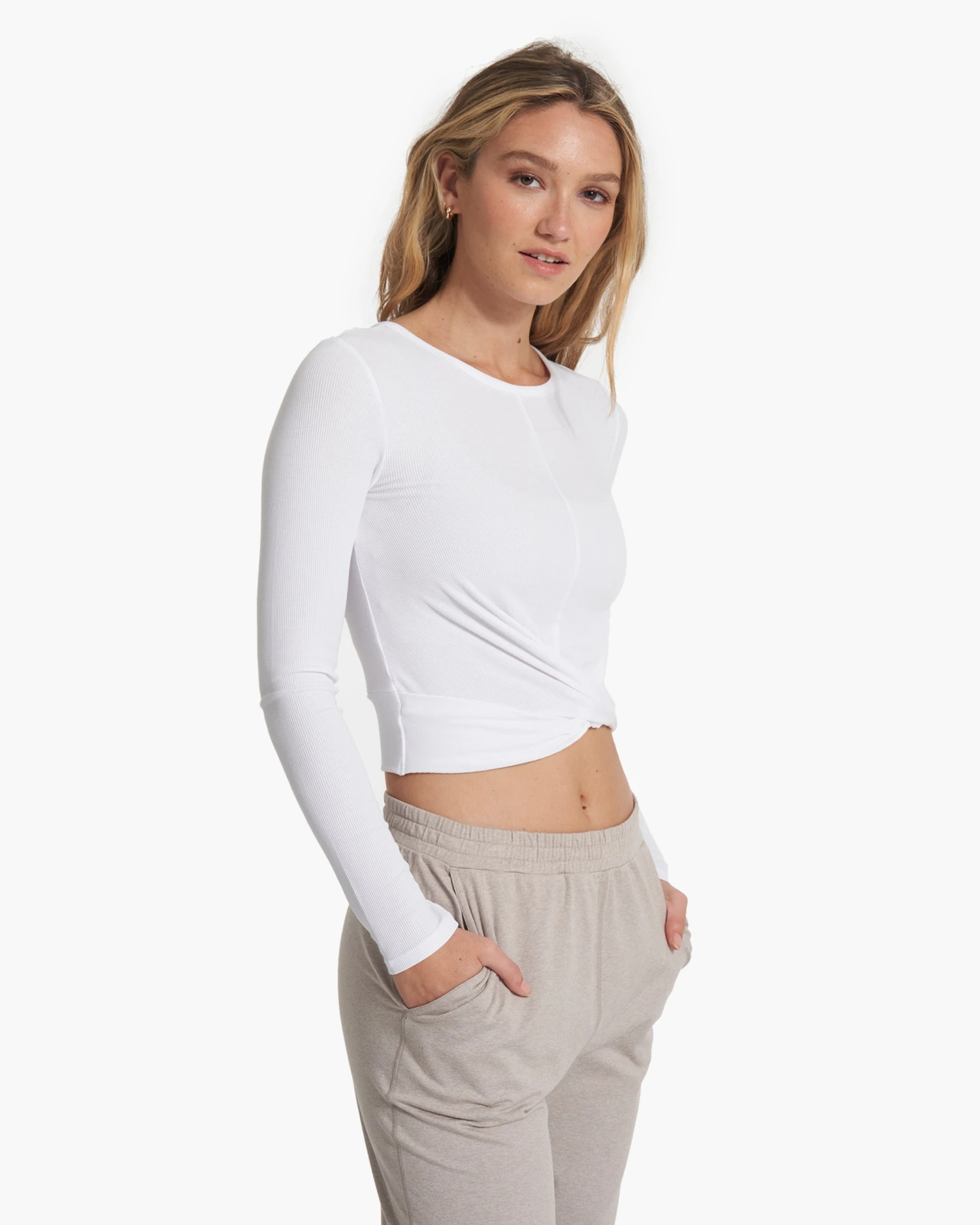 Long Sleeve Cove Twist Tee | White - Image 2