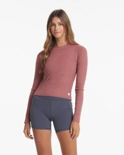 Long-Sleeve Pose Fitted Tee | Rosewood Heather