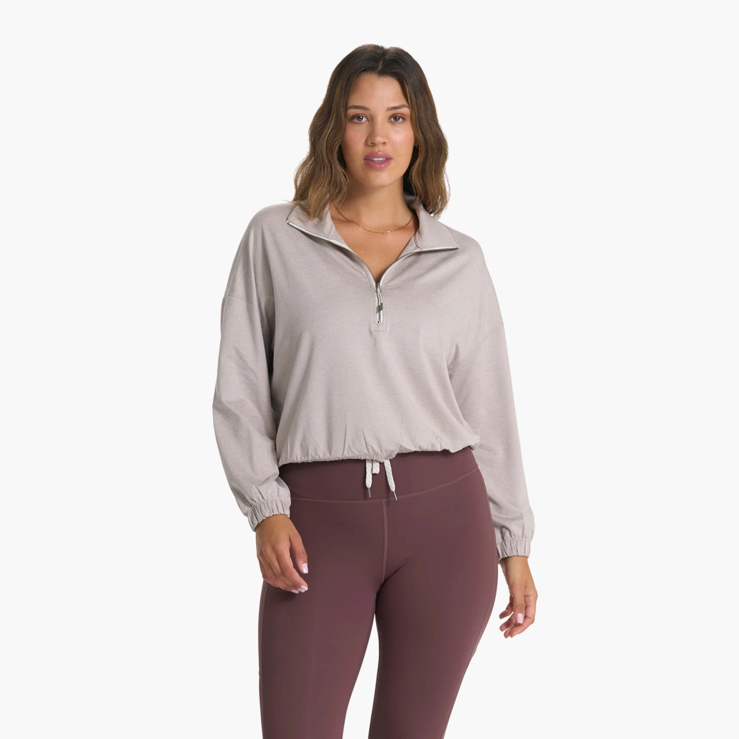 Halo Relaxed Half Zip | Oyster Heather