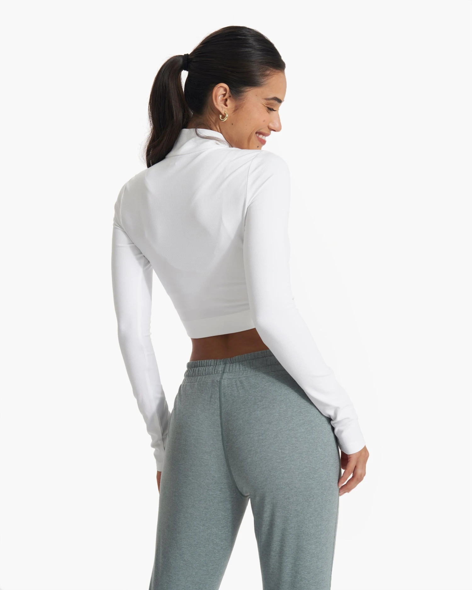 Lux Rib Half Zip | White - Image 2