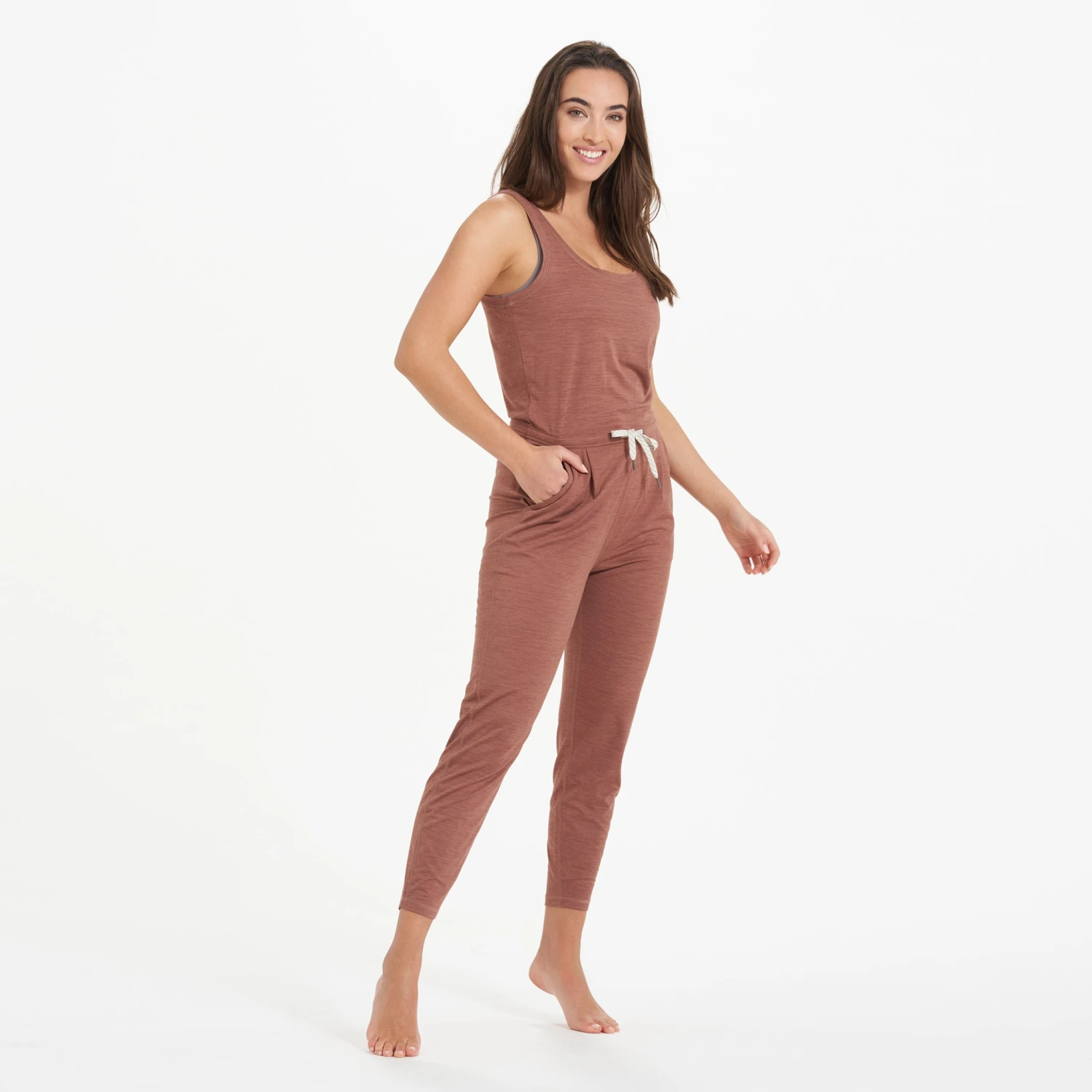 Lux At Ease Jumpsuit | Dark Terracotta Heather - Image 3