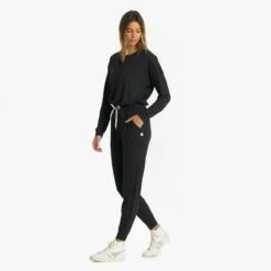 Lux Henley Jumpsuit | Black Heather